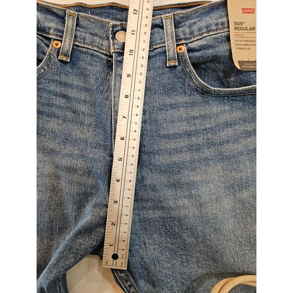 NWT Levis Mens 505 Regular Fit Stretch Jeans 32W X 30L Blue Denim Straight Leg - Picture 11 of 12